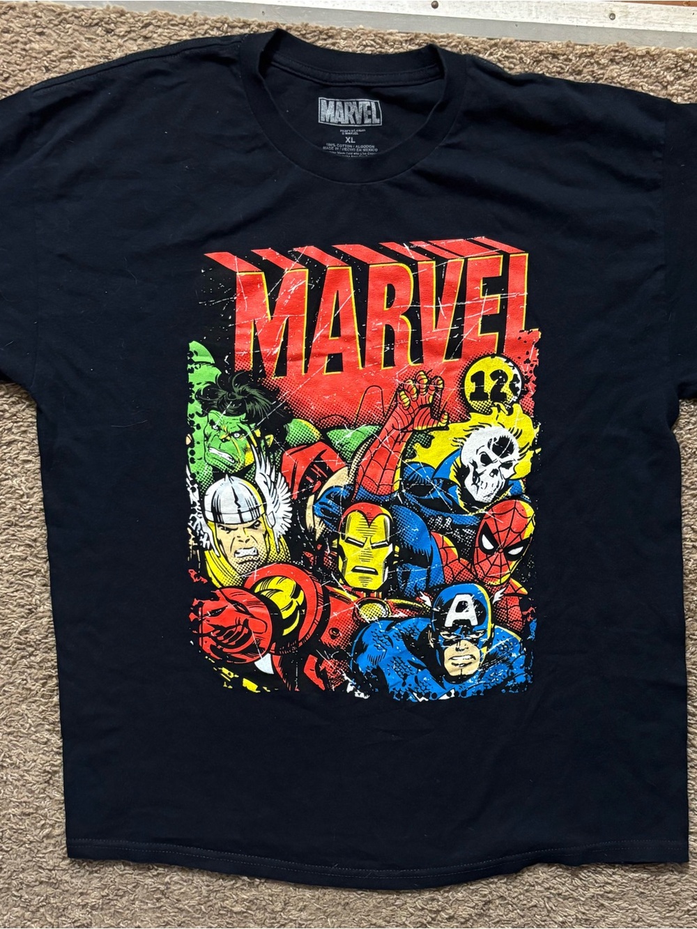 Marvel Mens XL Retro Heroes Graphic Tee Like New Condition